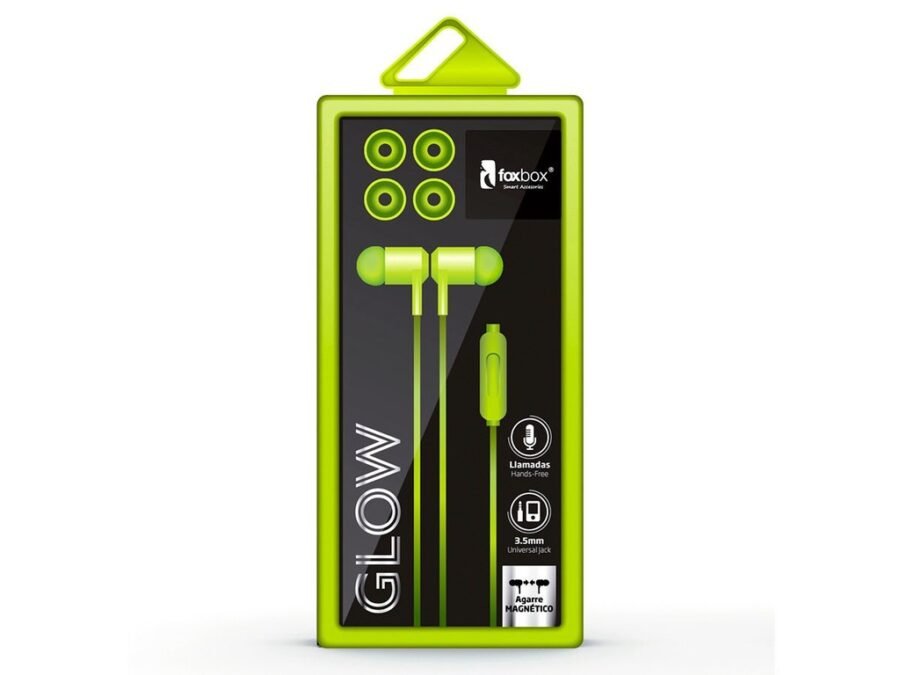 Auricular in ear Foxbox Glow agarre magnético 3.5mm Verde