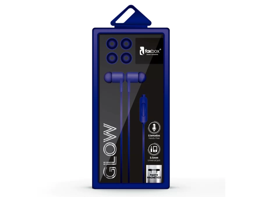 Auricular in ear Foxbox Glow agarre magnético 3.5mm Azul