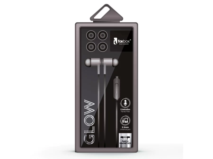 Auricular in ear Foxbox Glow agarre magnético 3.5mm Gris