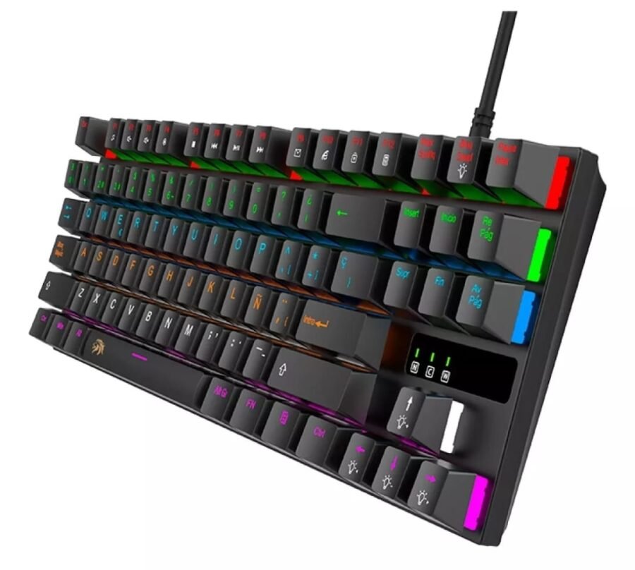 Teclado Gamer Mecánico Netmak NM-SKILL Switch Blue Idioma Español Latinoamérica Color Negro